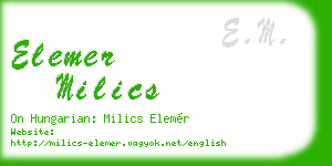 elemer milics business card