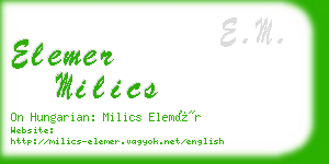 elemer milics business card